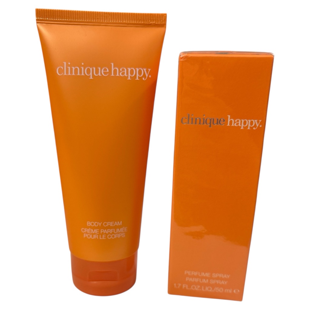 New Sealed Clinique Happy Set- 1.7 Fl Oz & 6.7 Fl Oz Body Cream